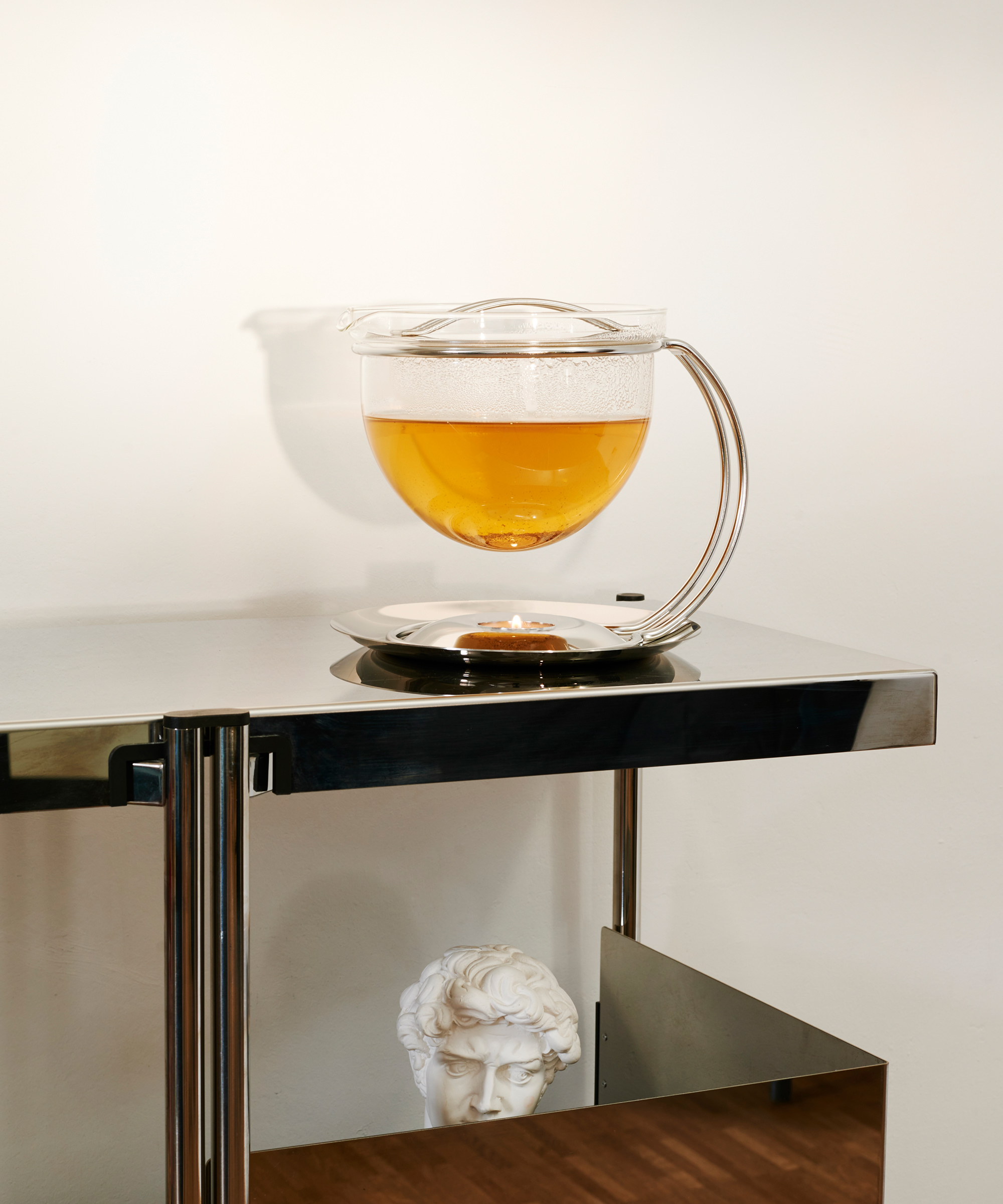 Glass Teapot with Warmer, Set 'Picco